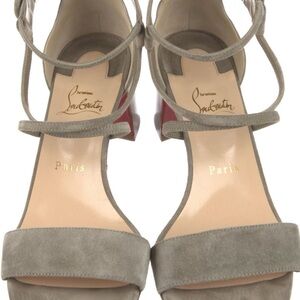 Christian Louboutin Taupe Suede Heels